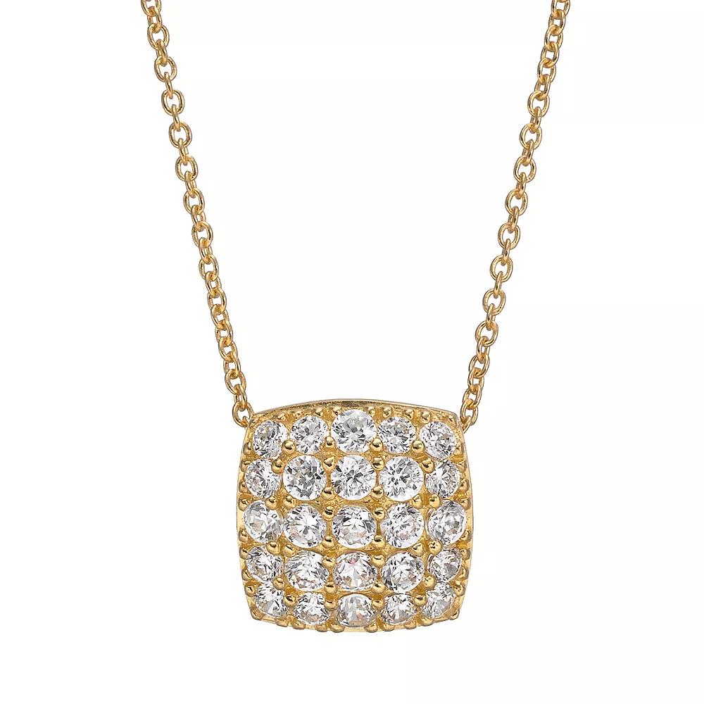 Sophie Miller Cubic Zirconia 14k Gold Over Silver Square Pendant Necklace, Women's, Size: 18", White Product Image