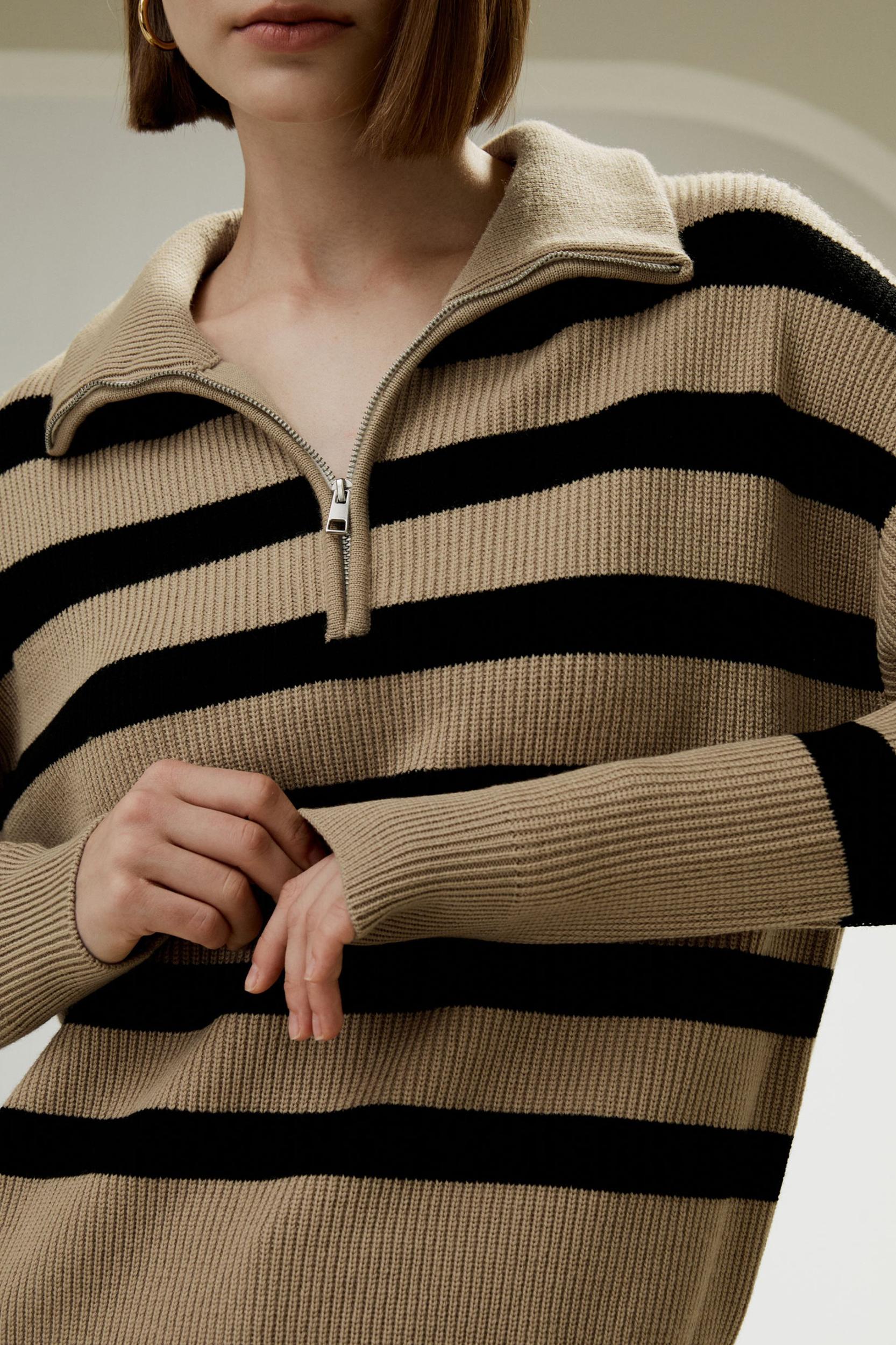 Collared Quarter-Zip Wool Sweater Product Image