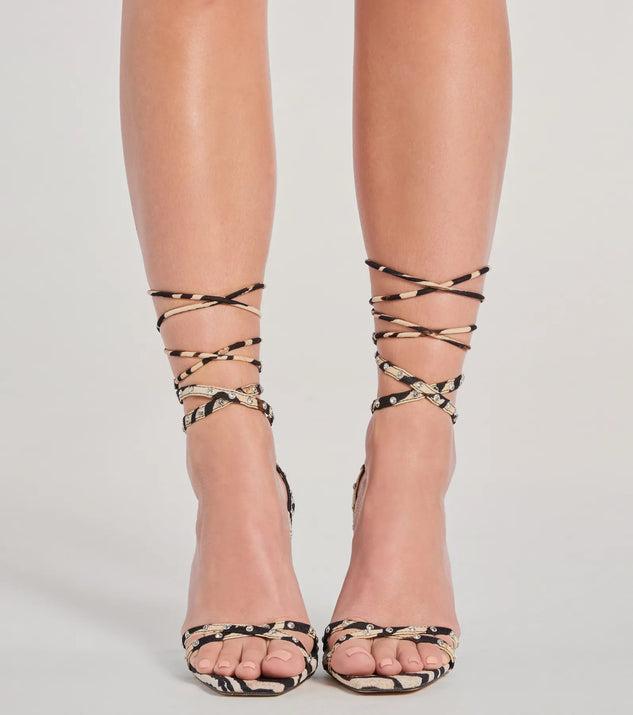 Endless Glam Laced-Up Rhinestone Stiletto Heels Product Image