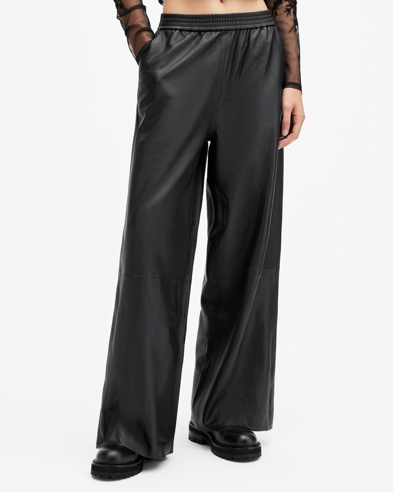 Aspen Wide Leg Leather Pants Product Image