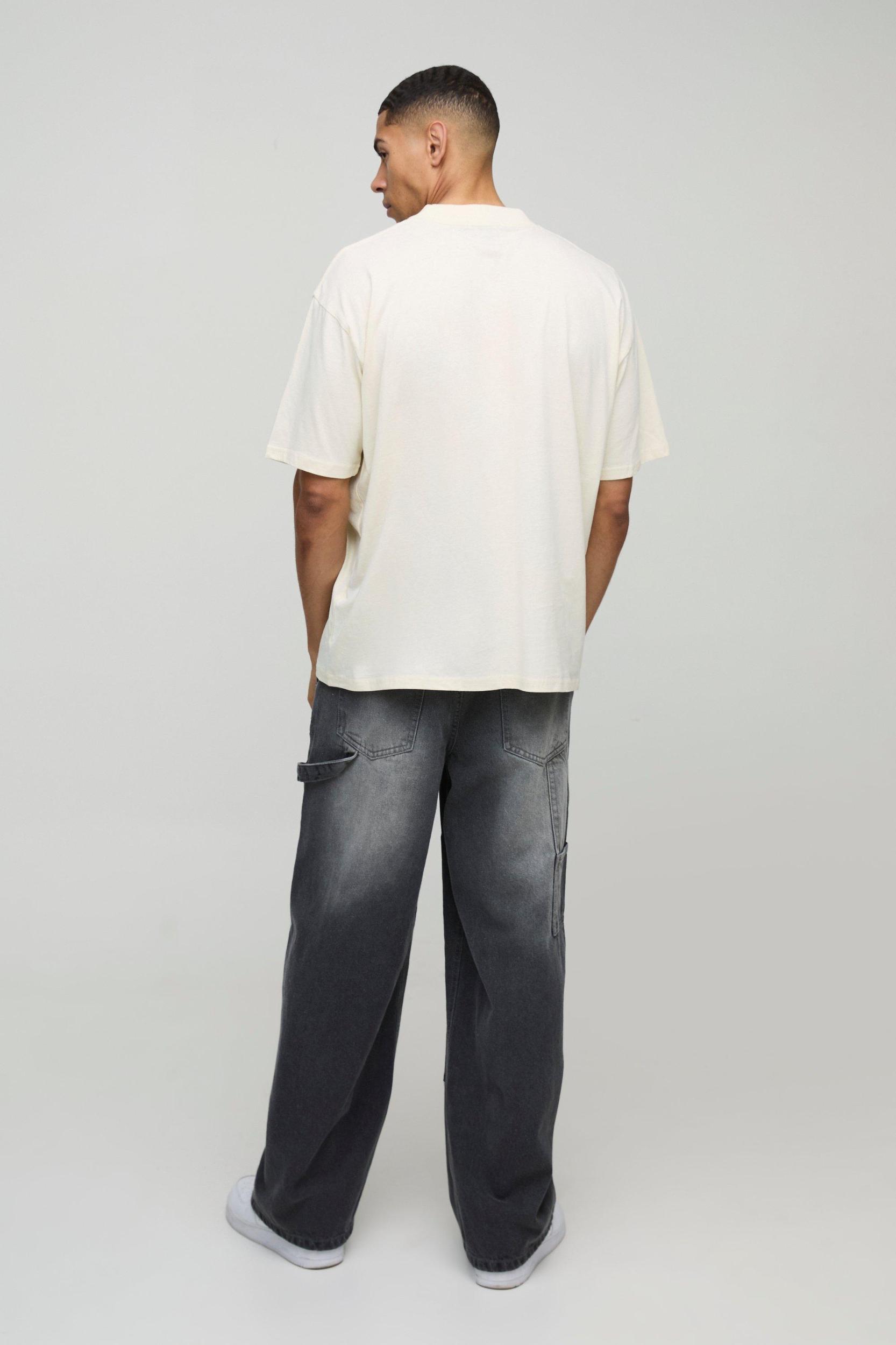 Oversized Extended Neck Gothic Brooklyn Print T-Shirt | boohooMAN USA Product Image