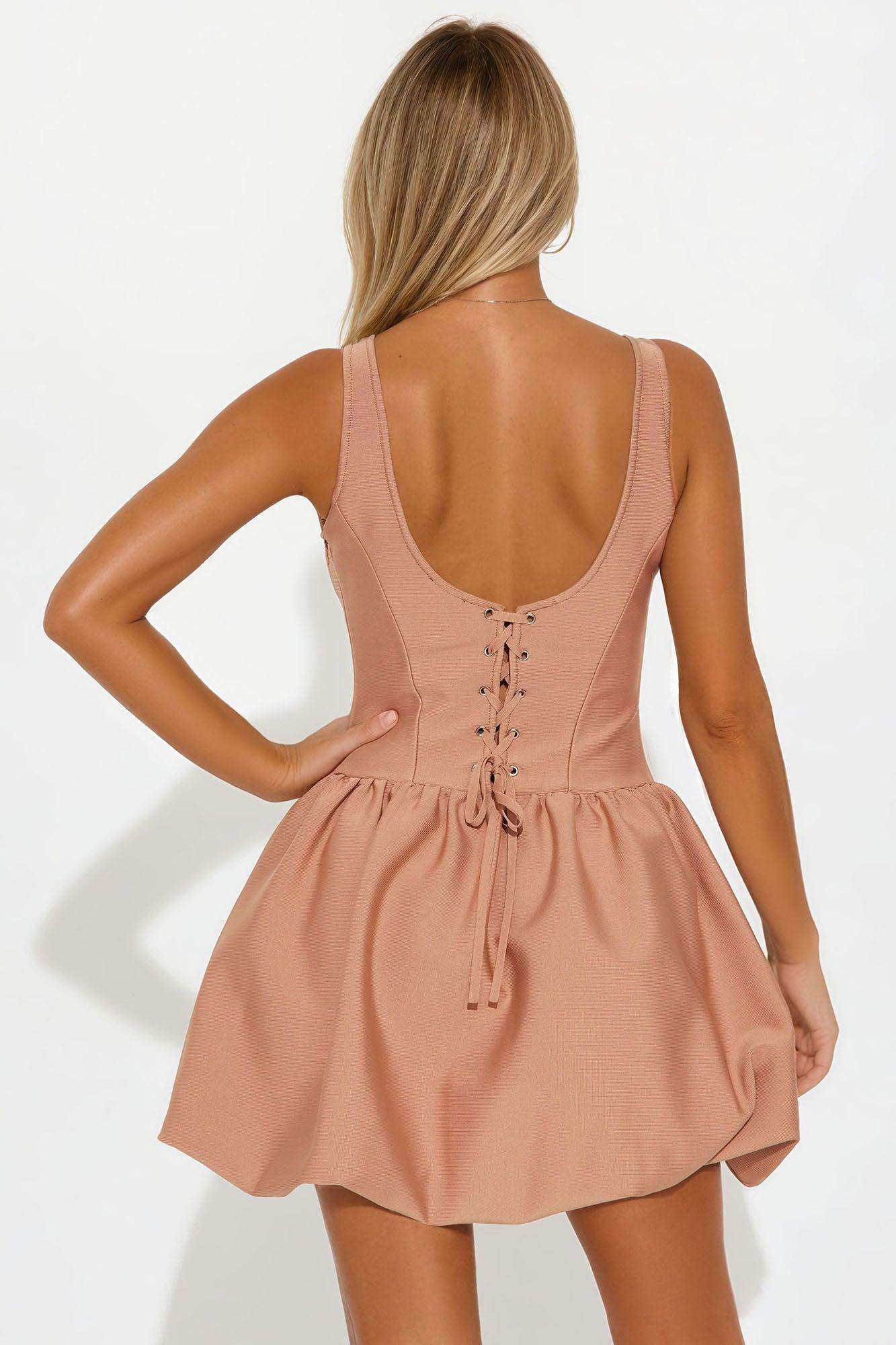 Dion Bandage Bubble Mini Dress - Mocha Product Image