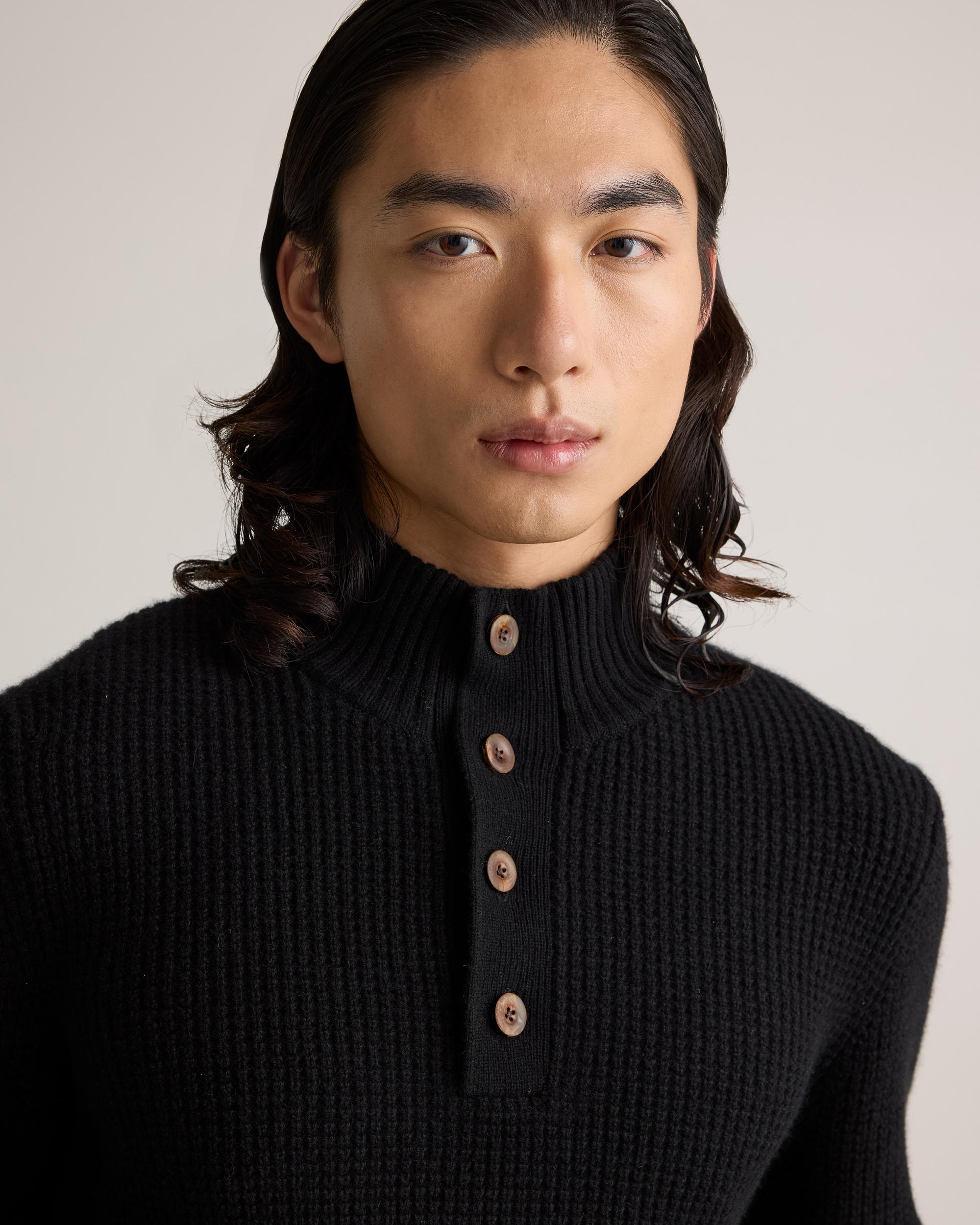 Quince | Men's Mongolian Cashmere Waffle Quarter Button Sweater Product Image