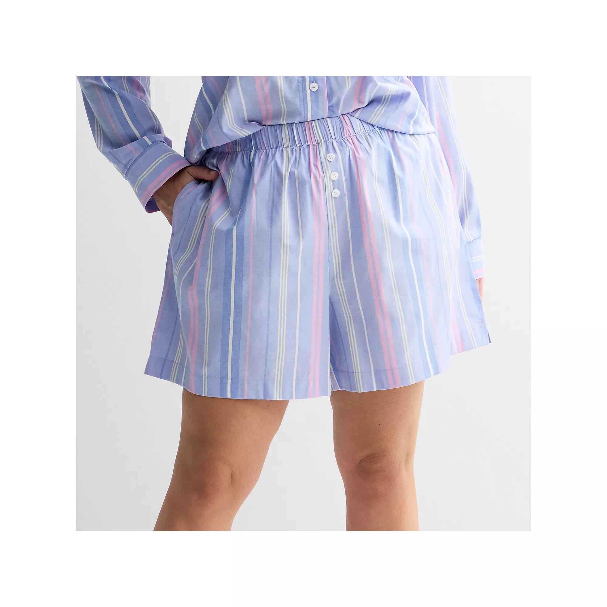 Plus Size Sonoma Goods For Life® Woven Separates Sleep Shorts, Women's, Size: 1XL, Blue Stripe Product Image