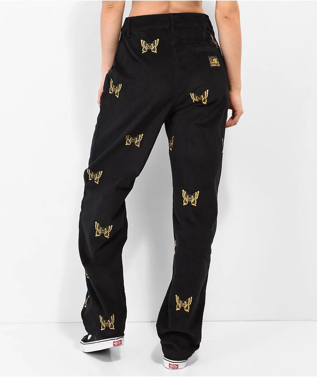 Lurking Class by Sketchy Tank Mariposa Black & Yellow Corduroy Pants Product Image