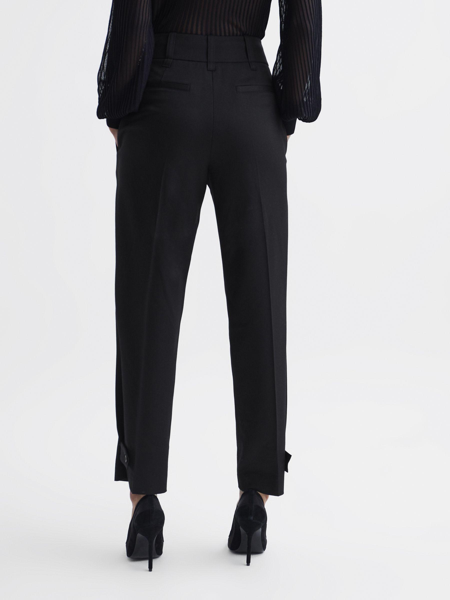 High Rise Cropped Tapered Trousers in Black Product Image