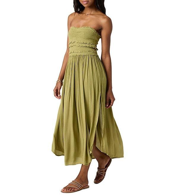 O'Neill Devyn Smocked Strapless Side Slit Midi Dress Product Image