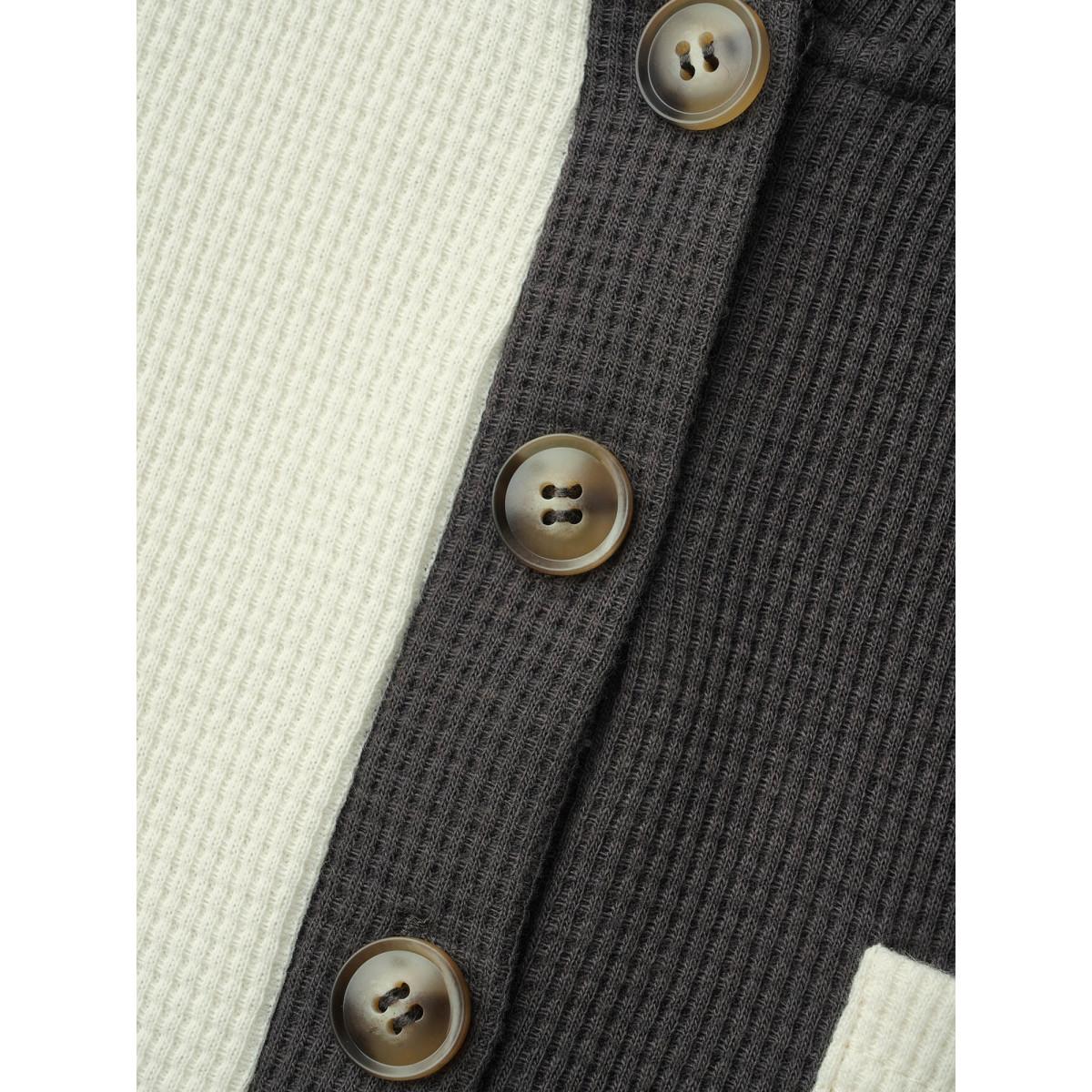 Plus Size Half Placket Chest Textured Pocket Hoodie Women DimGray Casual Texture Hooded Everyday Sweatshirts BloomChic 12/L Product Image