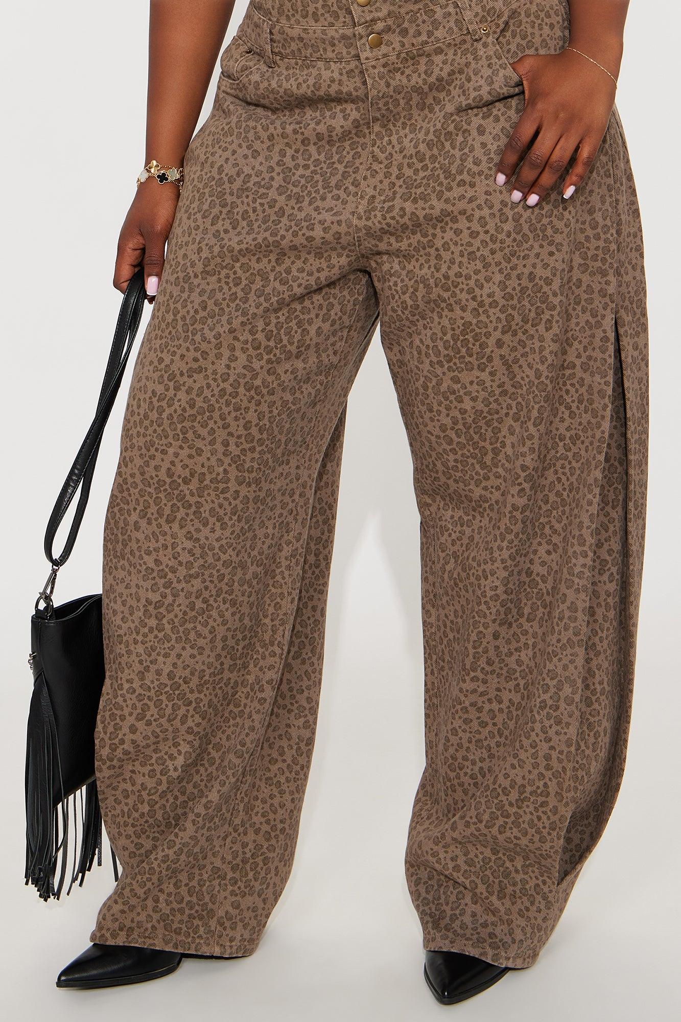 Liona Leopard Barrel Leg Jumpsuit - Brown/combo Female Product Image