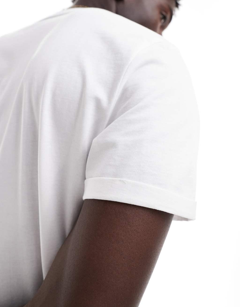 ASOS DESIGN essential crew neck t-shirt with cuffed sleeves in white | ASOS Product Image