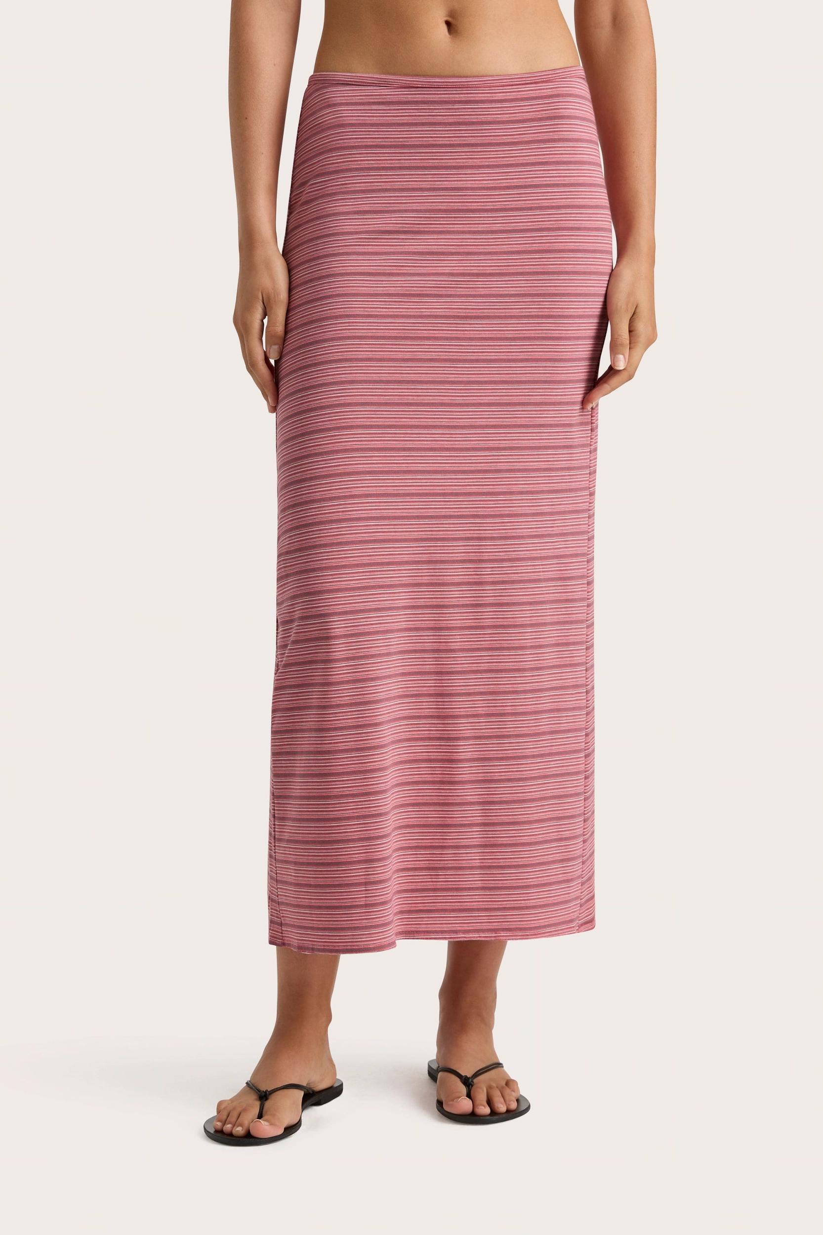 Maceio Midi Skirt Vermillion Stripe - Final Sale Product Image