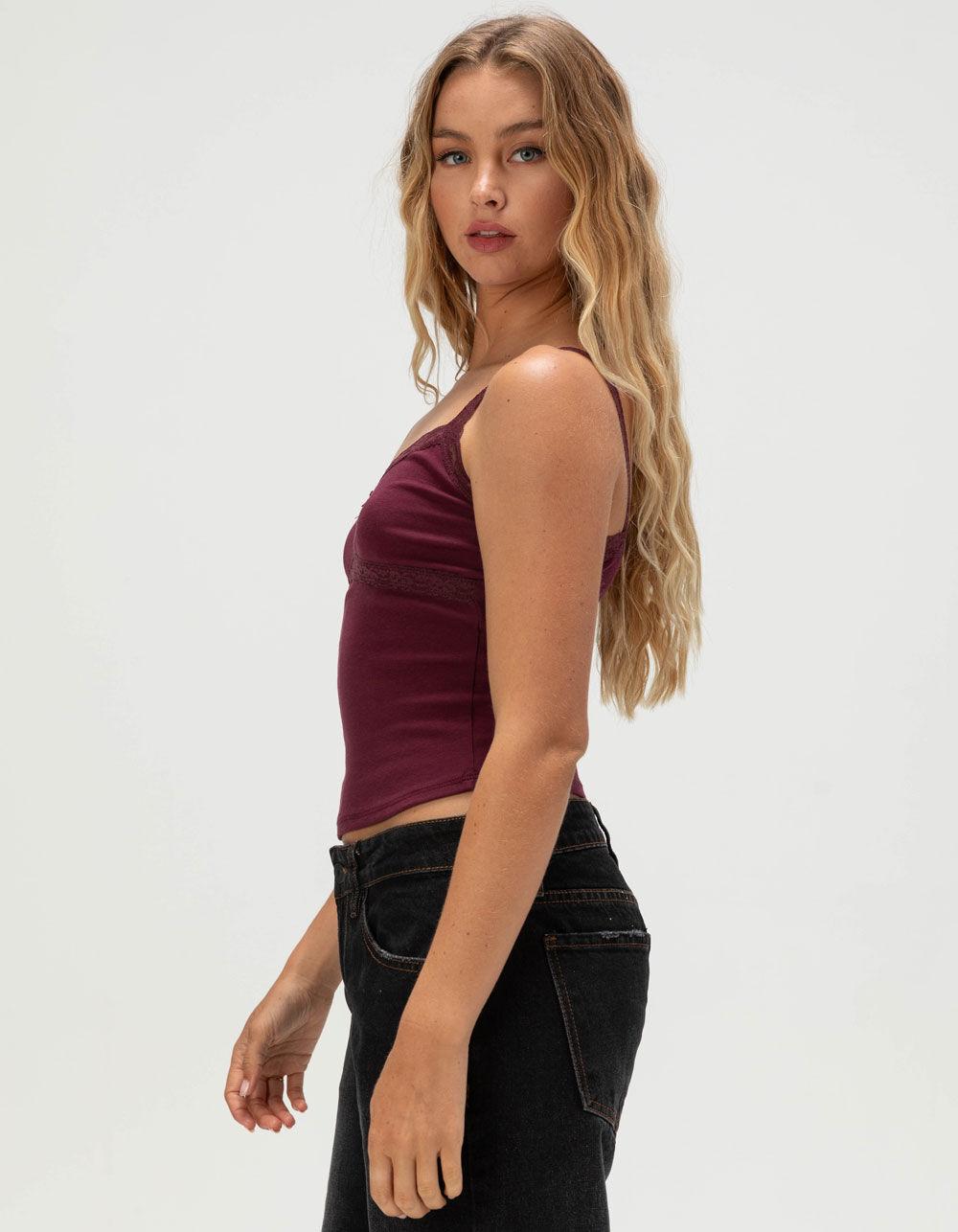 TILLYS Lace Trim Womens Cami - FIG Product Image