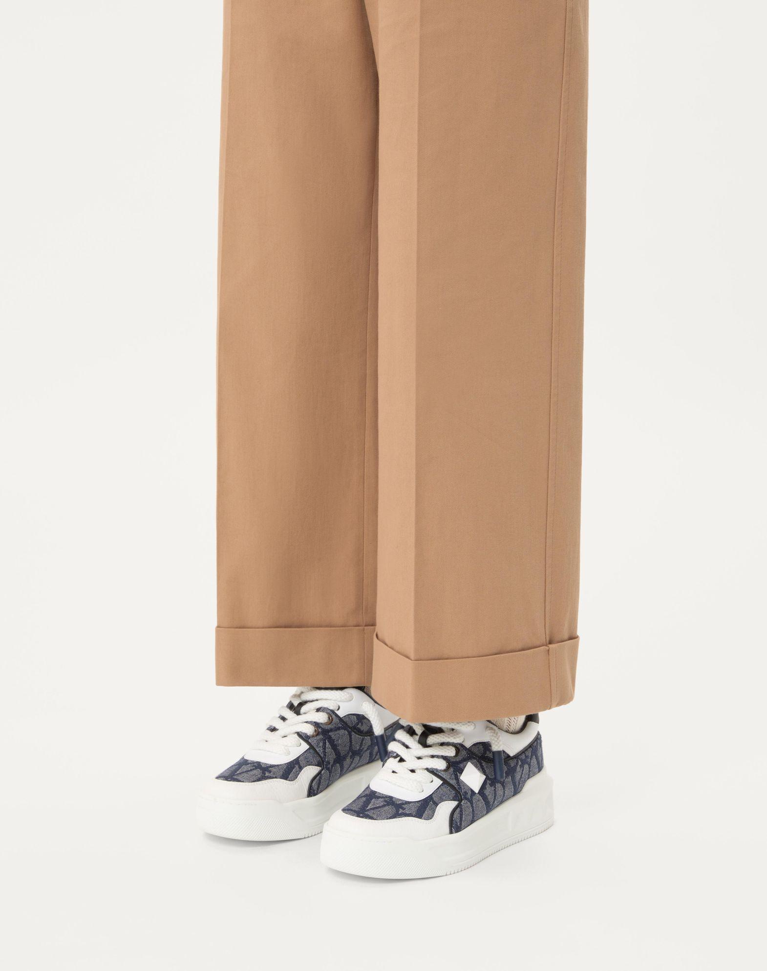 One Stud Xl Low-Top Sneaker In Denim-Effect Toile Iconographe Jacquard Fabric Product Image