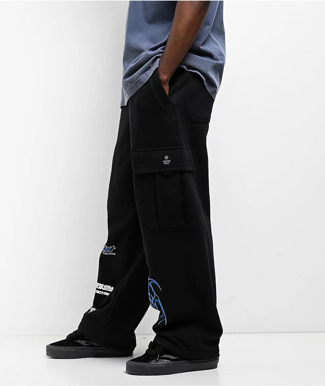 Ninth Hall Fast Lane Black Baggy Cargo Sweatpants Product Image