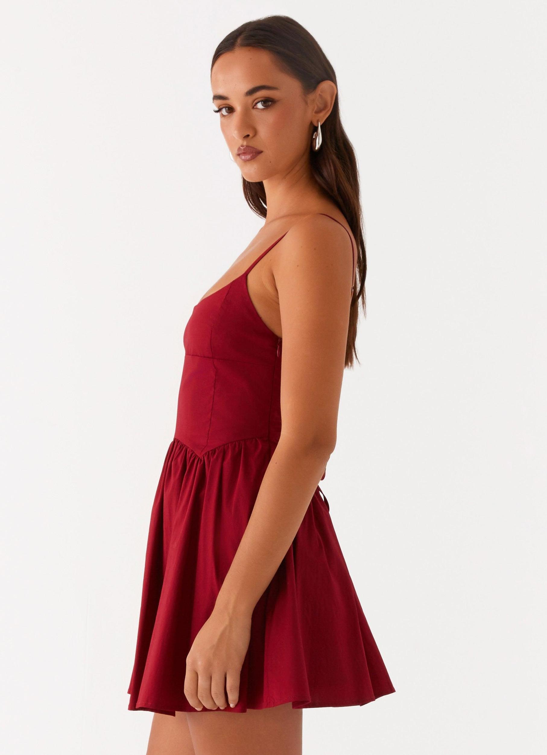 Tesoro Mio Mini Dress - Maroon Product Image