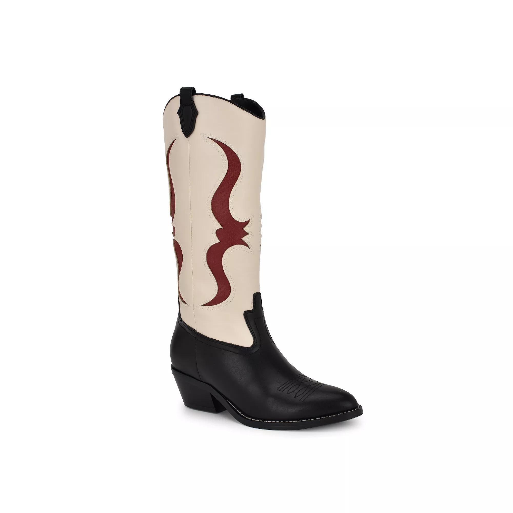 Nine West Cwyft Women's Casual Western Boots, Size: 7.5, Black Cream Team Product Image