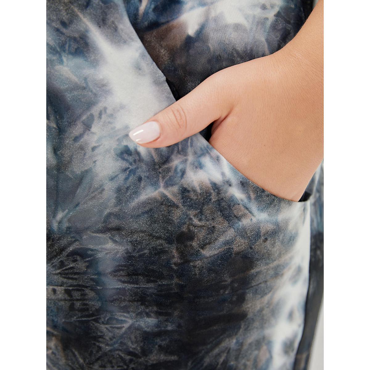 Plus Size Black Tie Dye Pocket Patchwork Cami Jumpsuit Women Casual Sleeveless Spaghetti Strap Dailywear Loose Jumpsuits BloomChic 14-16/1X Product Image