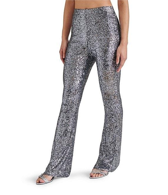 Steve Madden Citrine Stretch Sequin Flare Leg Legging Pants Product Image