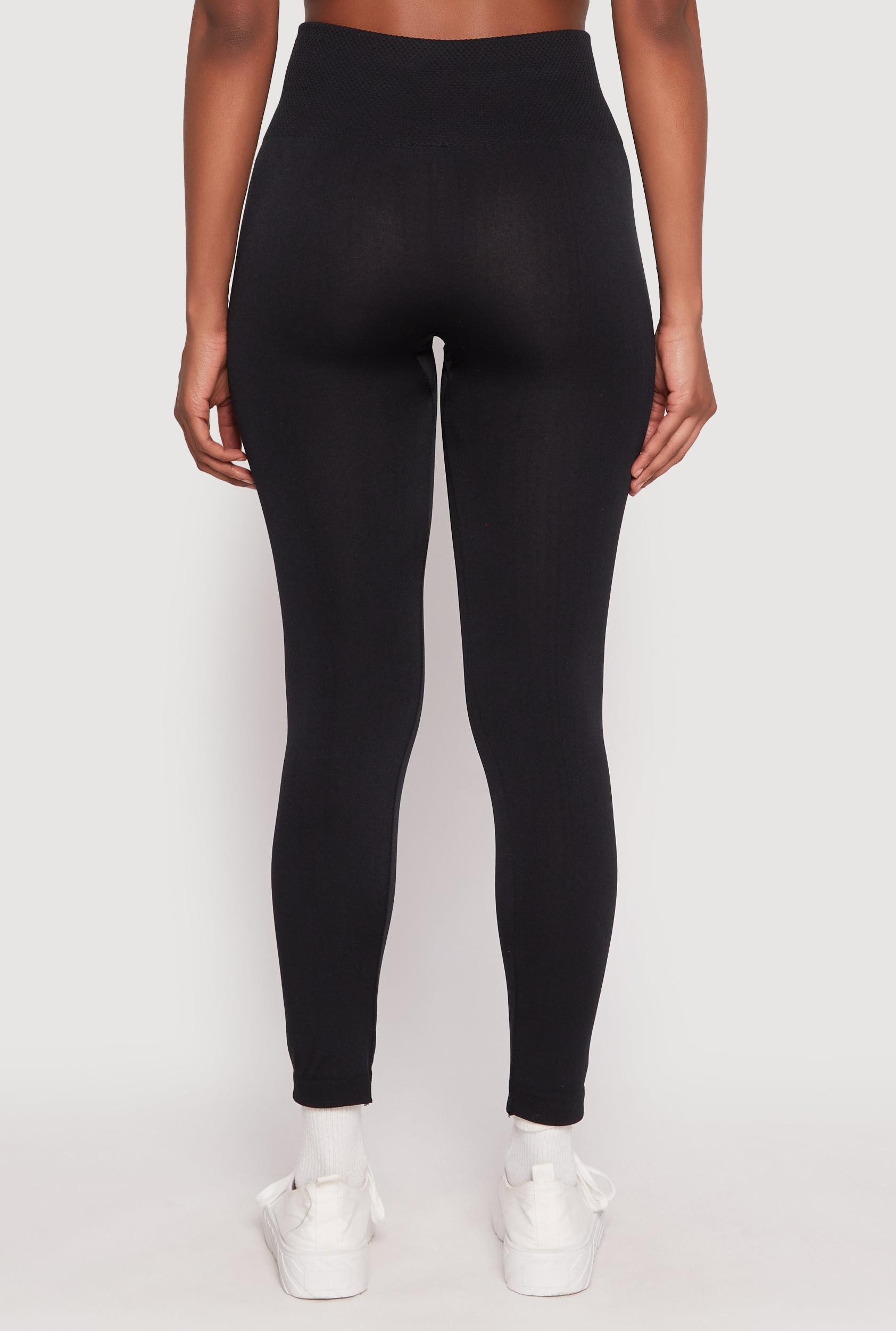 Textured Waistband Fleece Lined Leggings Female Product Image