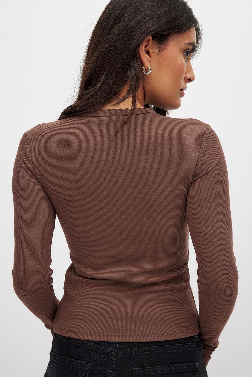 Ribbed Long Sleeved Round Neck Top Product Image