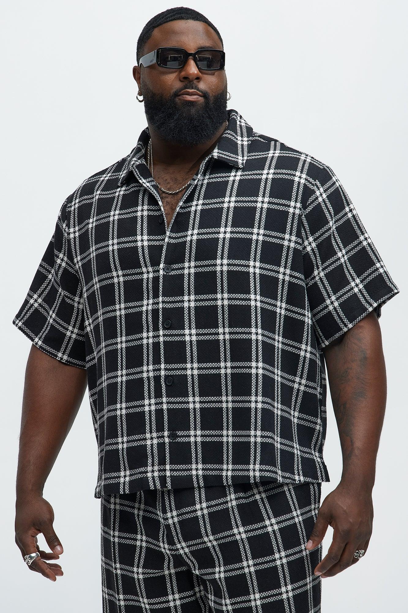 Porter Plaid Closed Collar Button Down Shirt - Black/combo Product Image