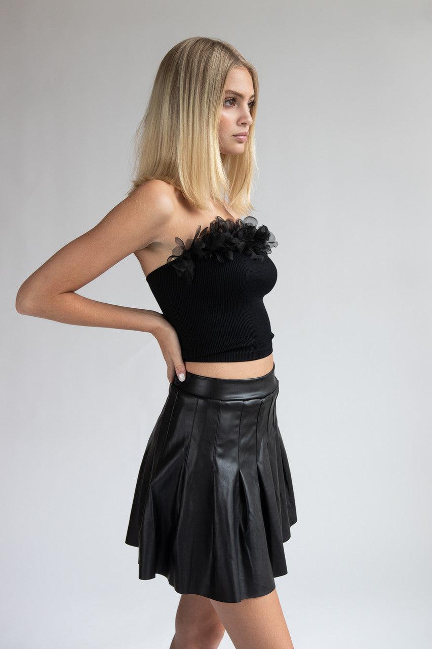 Pleated Pleather Skirt Product Image