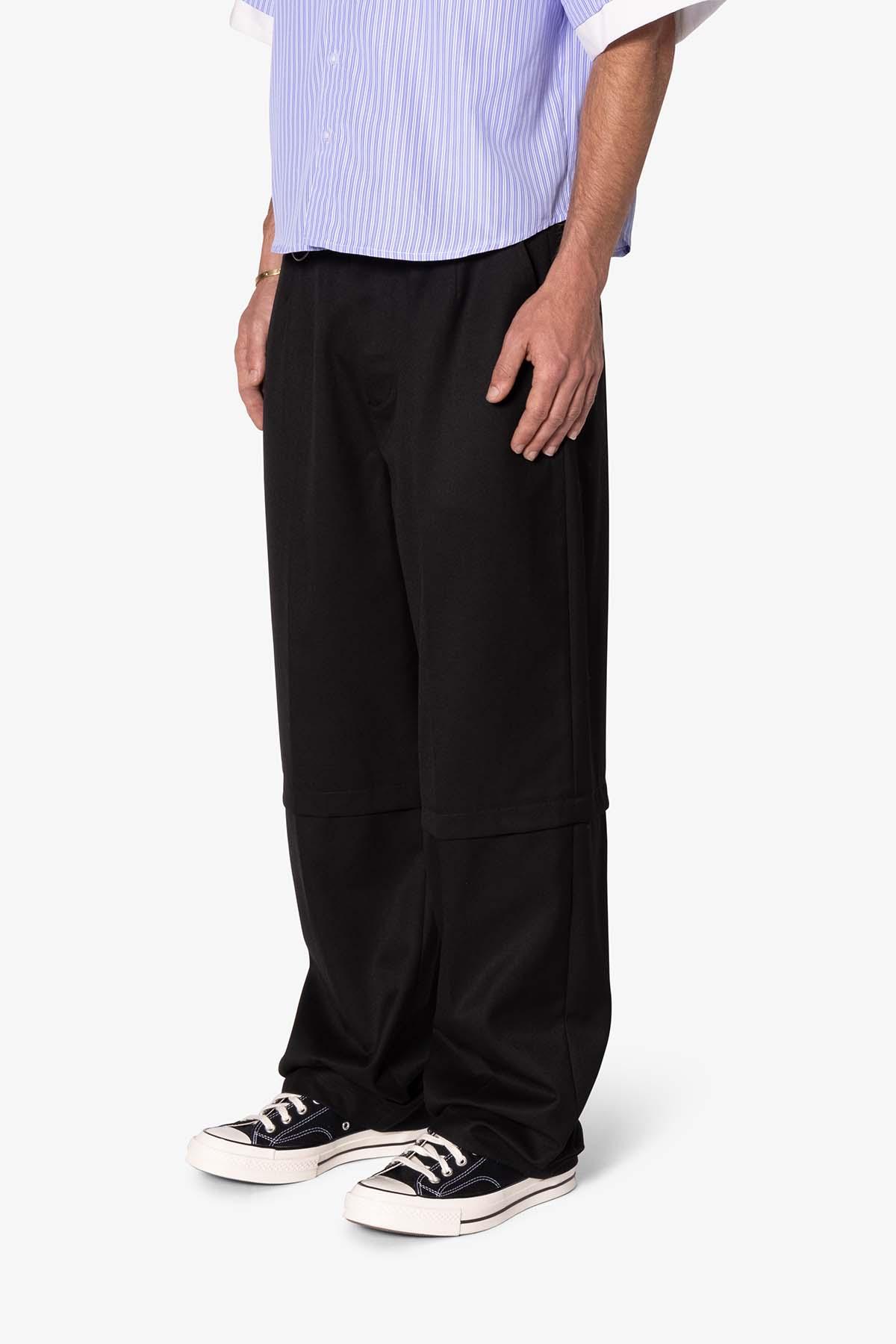 Brushed Twill Layered Pants - Black Product Image