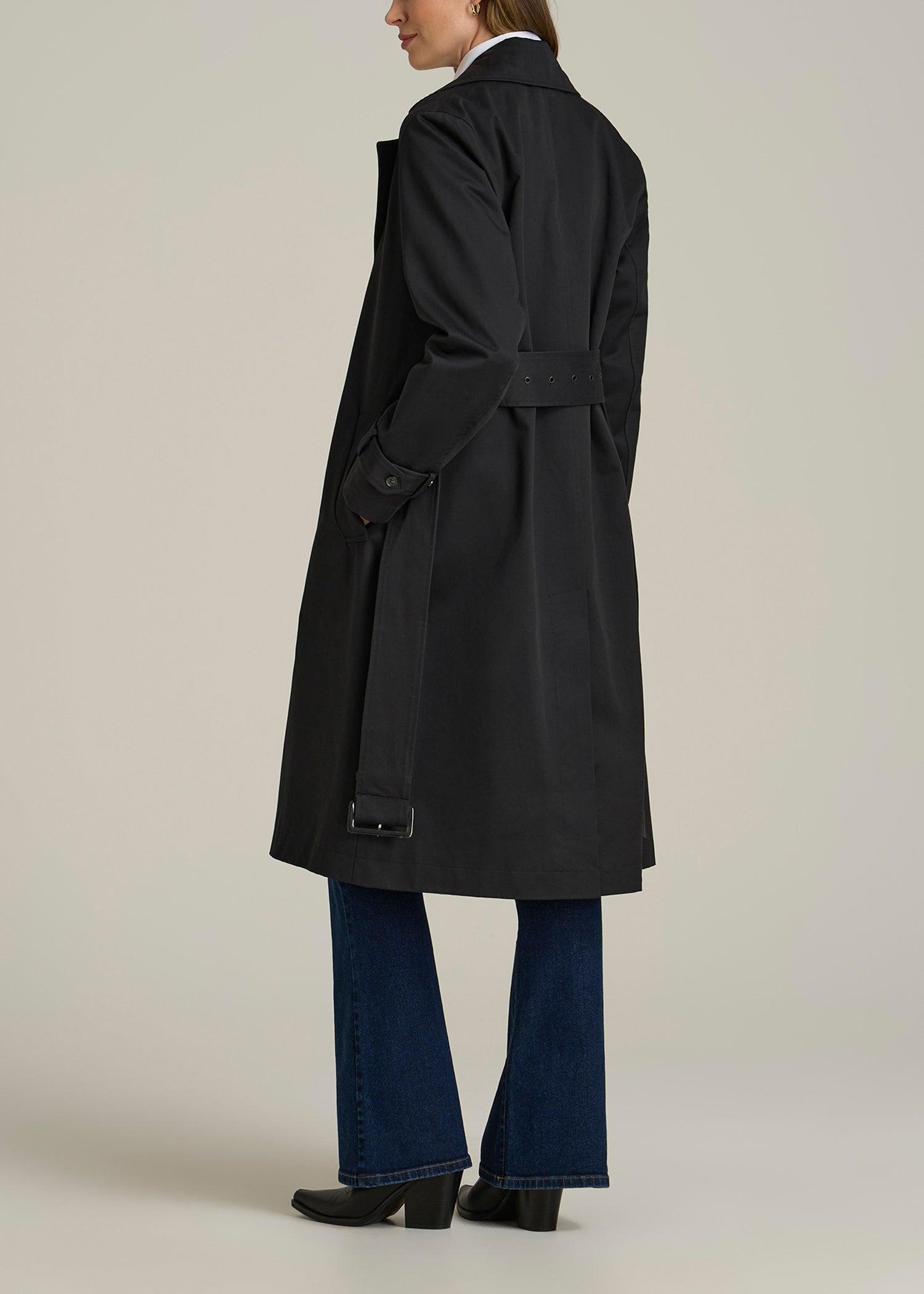 Relaxed Trench Coat for Tall Women in Black Female Product Image