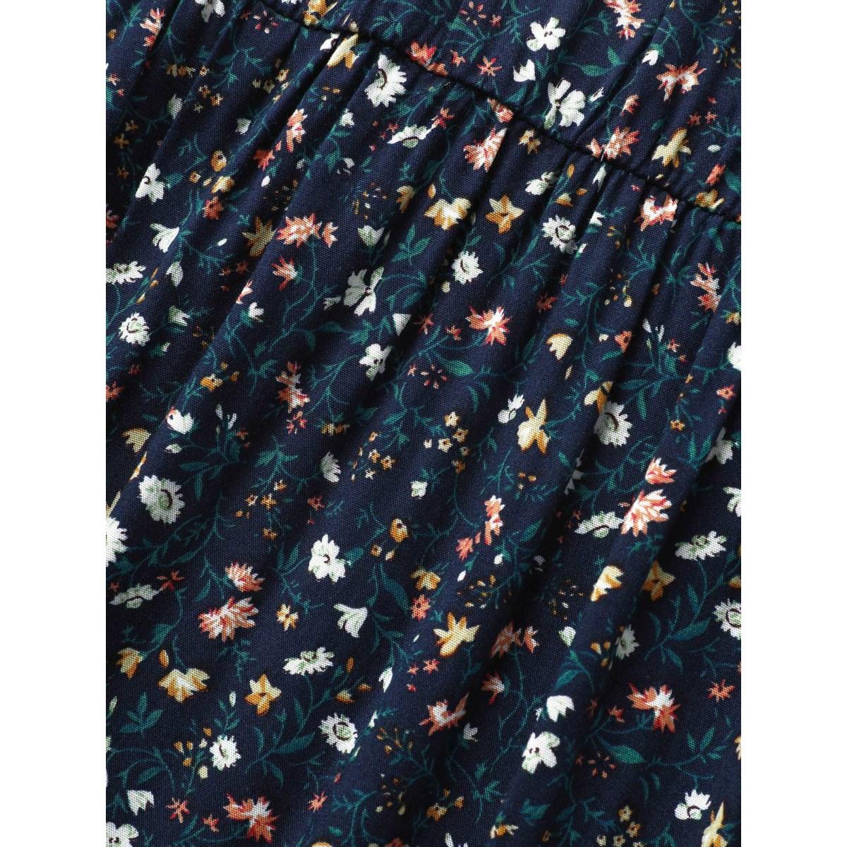 Plus Size Ditsy Floral Ruffle Cap Sleeve Dress Navy Women Elegant Frill Trim Mock Neck Cap Sleeve Curvy BloomChic 30/6X Product Image