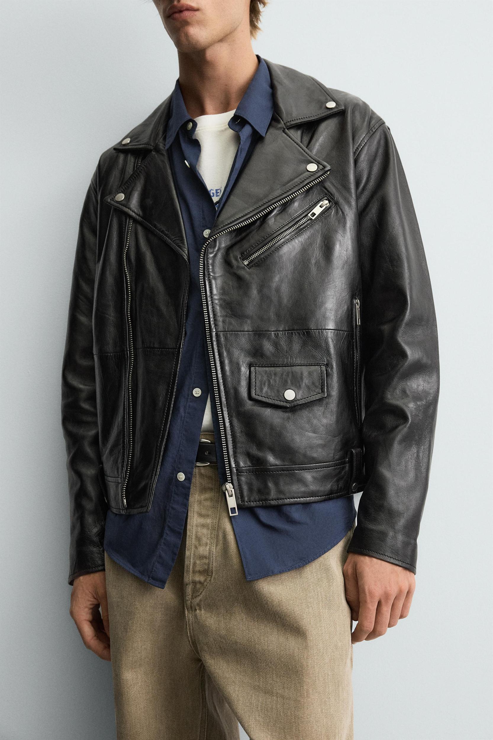 LEATHER BIKER JACKET Product Image
