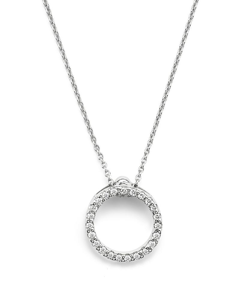 Womens Tiny Treasures 0.11 TCW Diamond & 18K White Gold Petite Circle Pendant Necklace Product Image