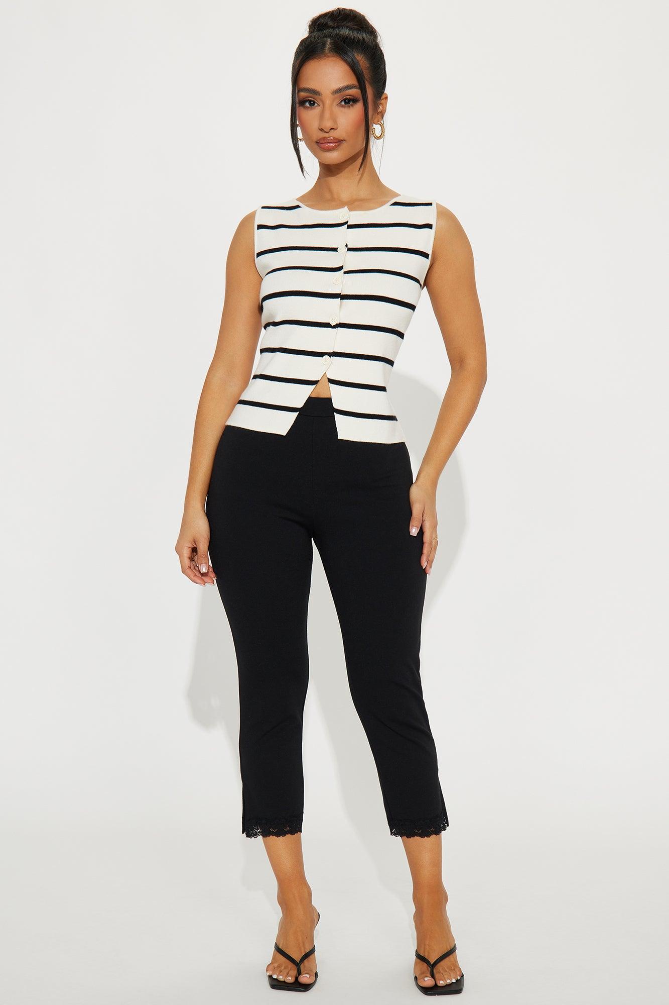 Karson Striped Sweater Vest - White/Black Product Image