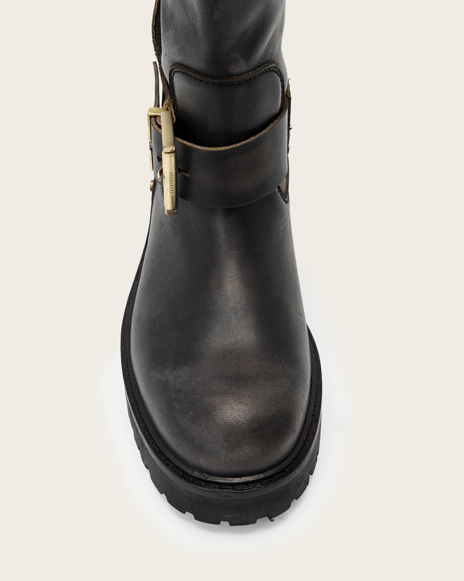 Tay Leather Biker Boots Dark Brown | ALLSAINTS US Product Image