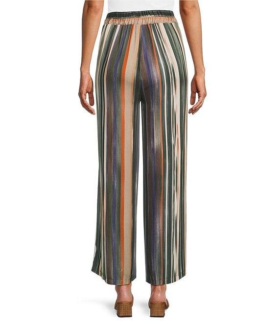 M Made in Italy Stripe Wide Leg Pull On Pants Product Image