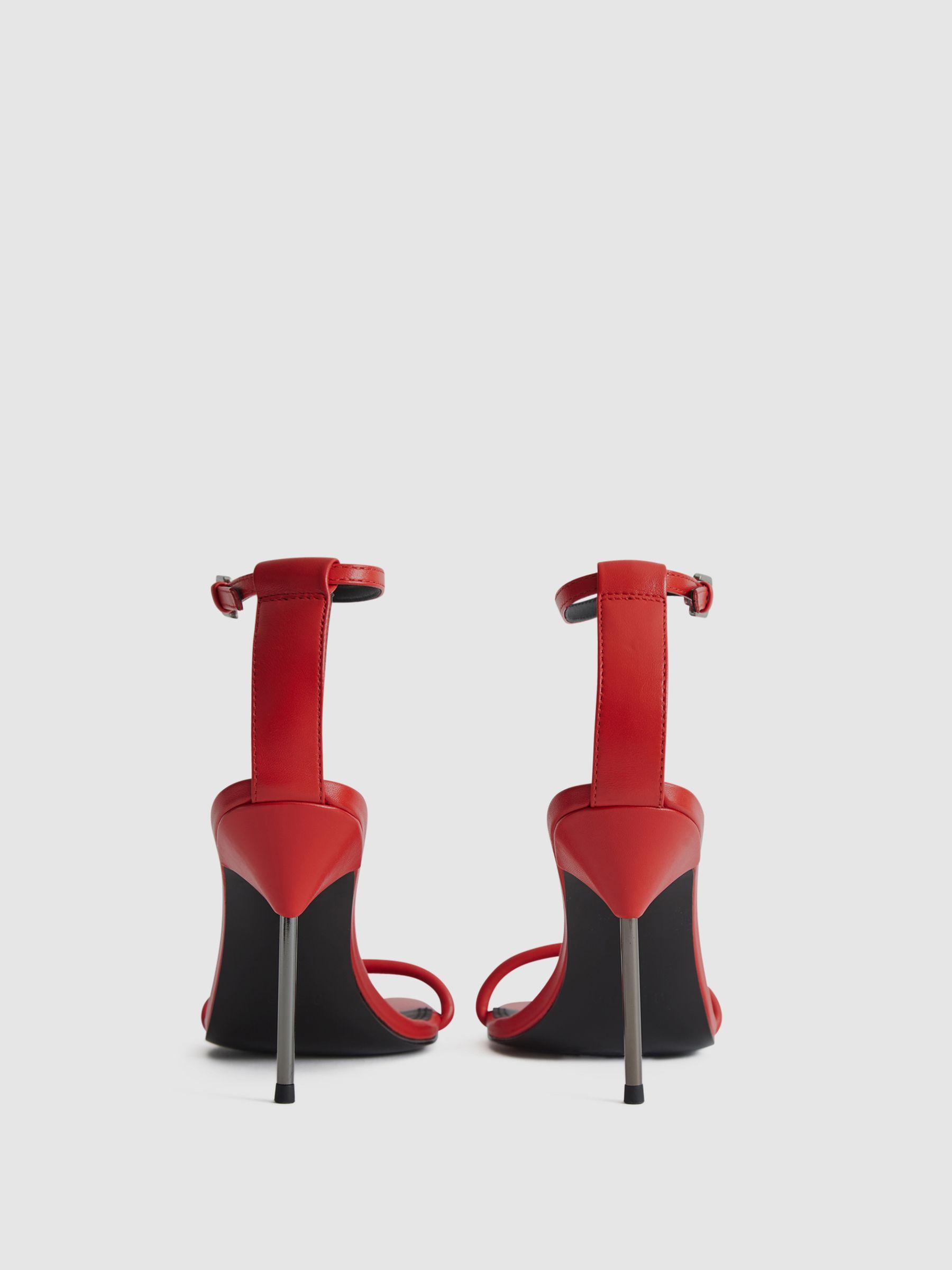 Strappy Pin Heel Sandals in Orange Product Image