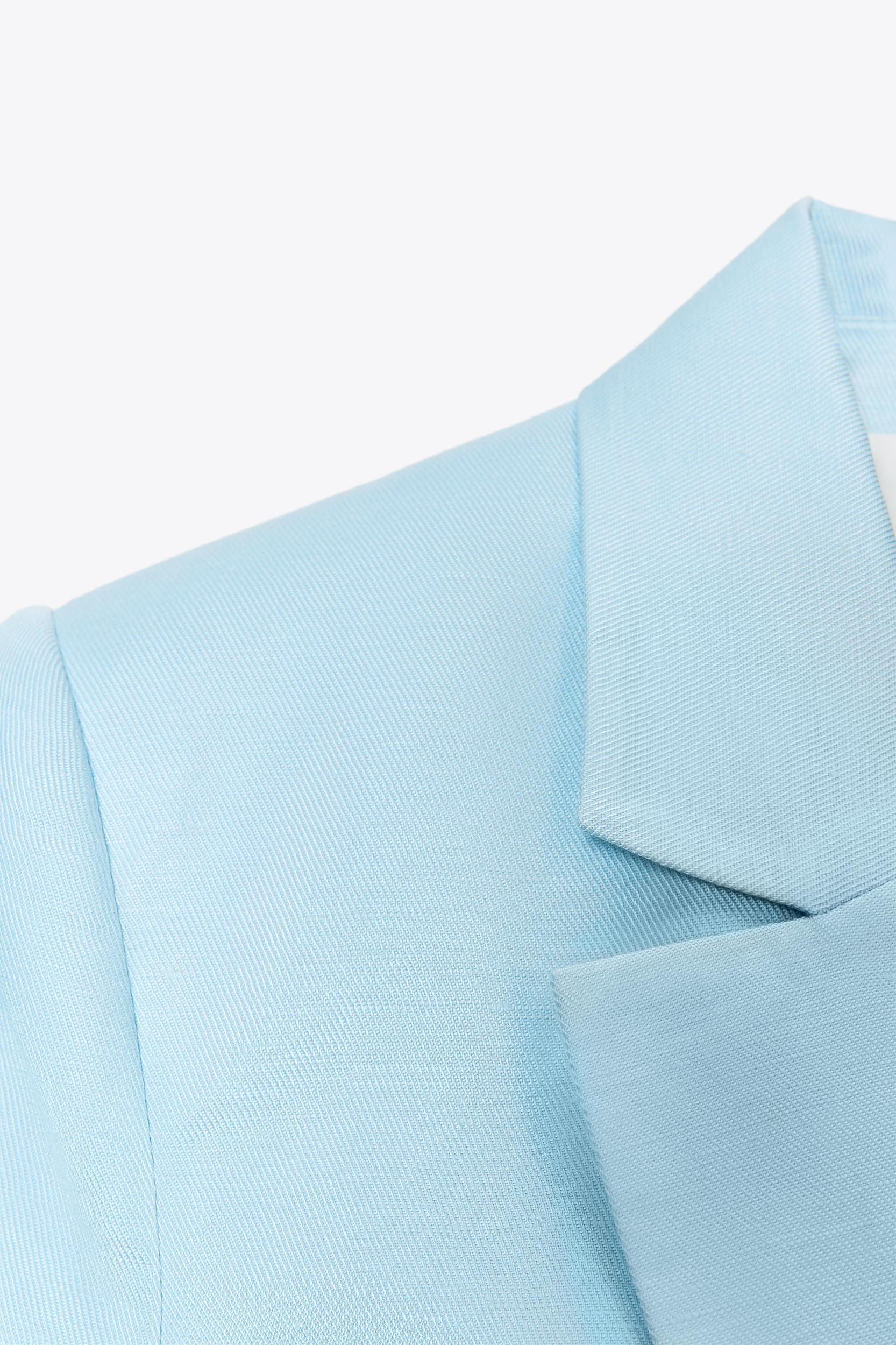 FITTED SHORT SLEEVE LINEN BLAZER Product Image