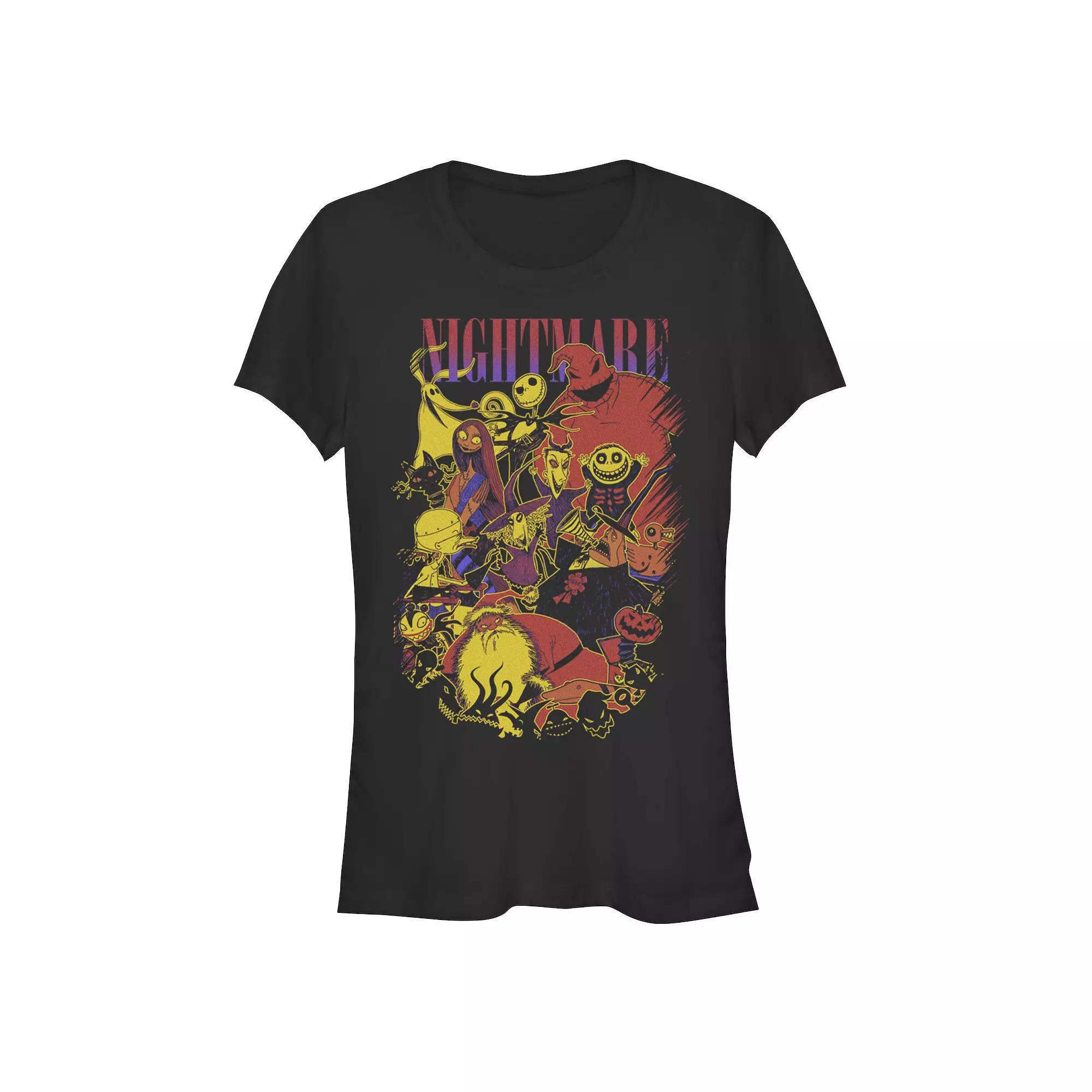 Disney's The Nightmare Before Christmas Characters Collage Juniors' Fitted Graphic Tee, Girl's, Size: Large, Black Product Image