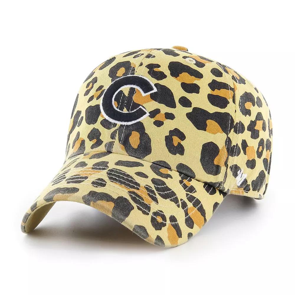 Women's '47 Chicago Cubs Tan Cheetah Clean Up Adjustable Hat, Team Product Image