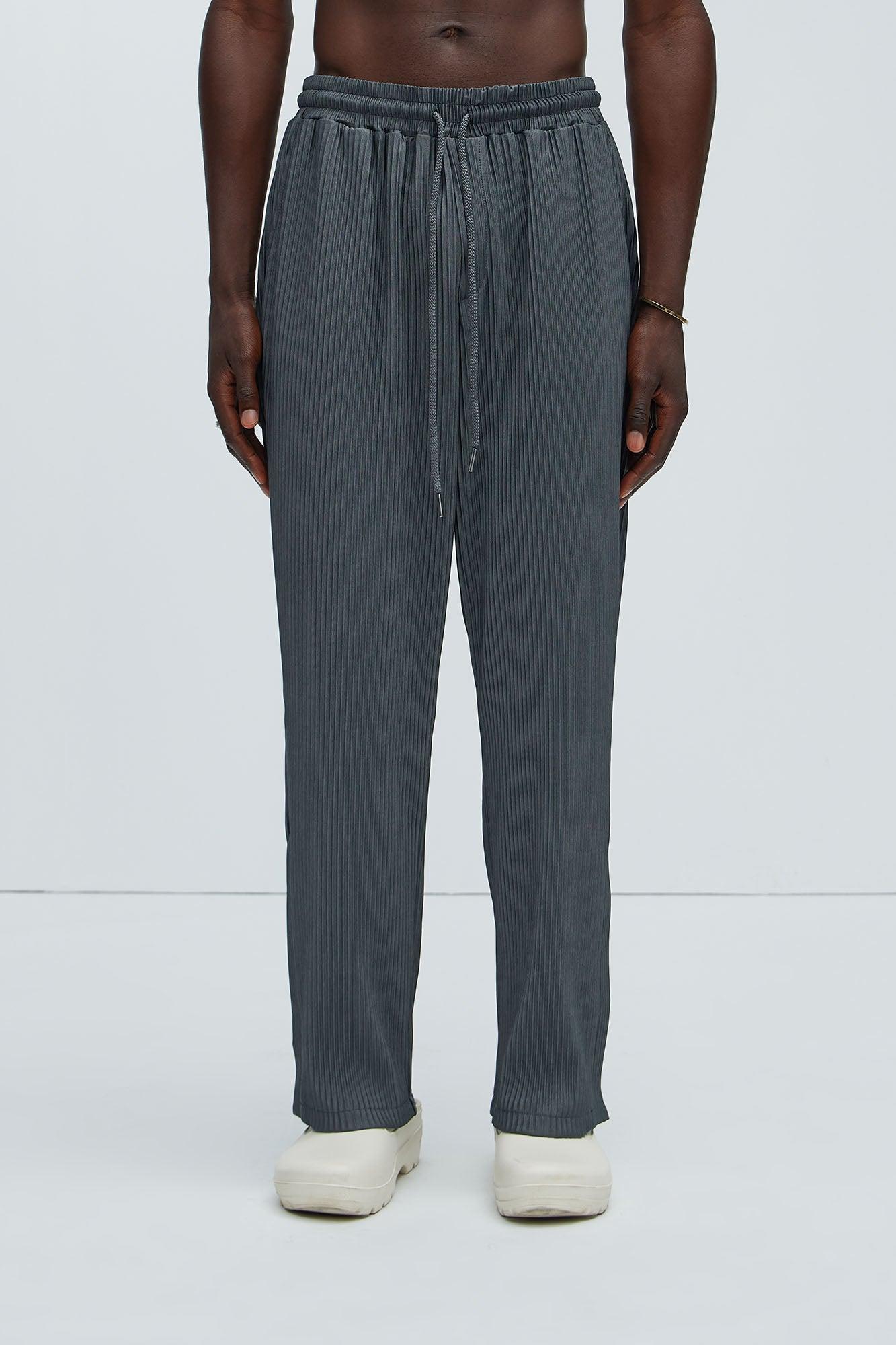 Potential Straight Pleated Pants - Grey Product Image