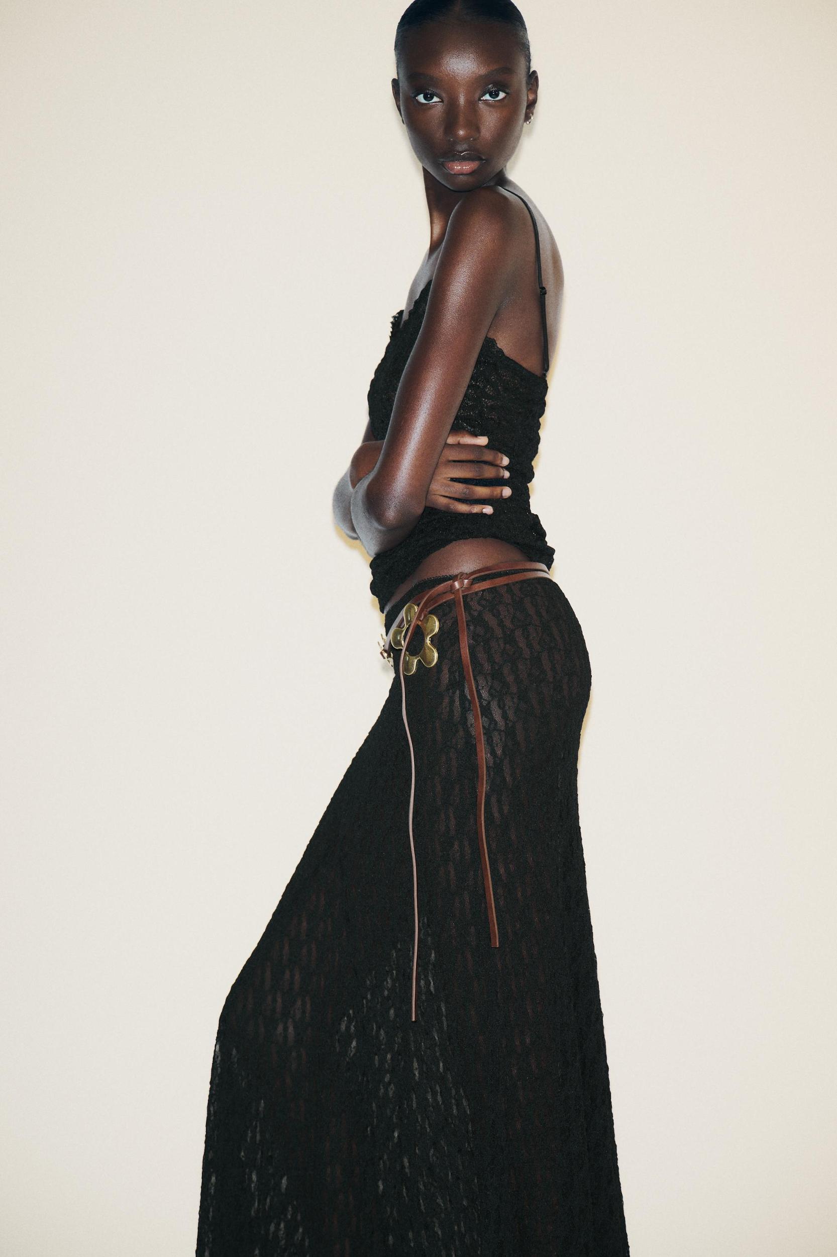 A-LINE LONG LACE SKIRT Product Image