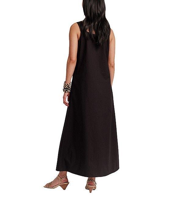 FRANCES VALENTINE Lynda Poplin Scoop Neck Sleeveless Ornamental Flower Maxi Dress Product Image