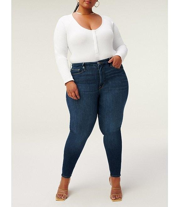 Good American Plus Size Good Legs High Rise Gap-Proof Waistband Stretch Denim Skinny Jeans Product Image