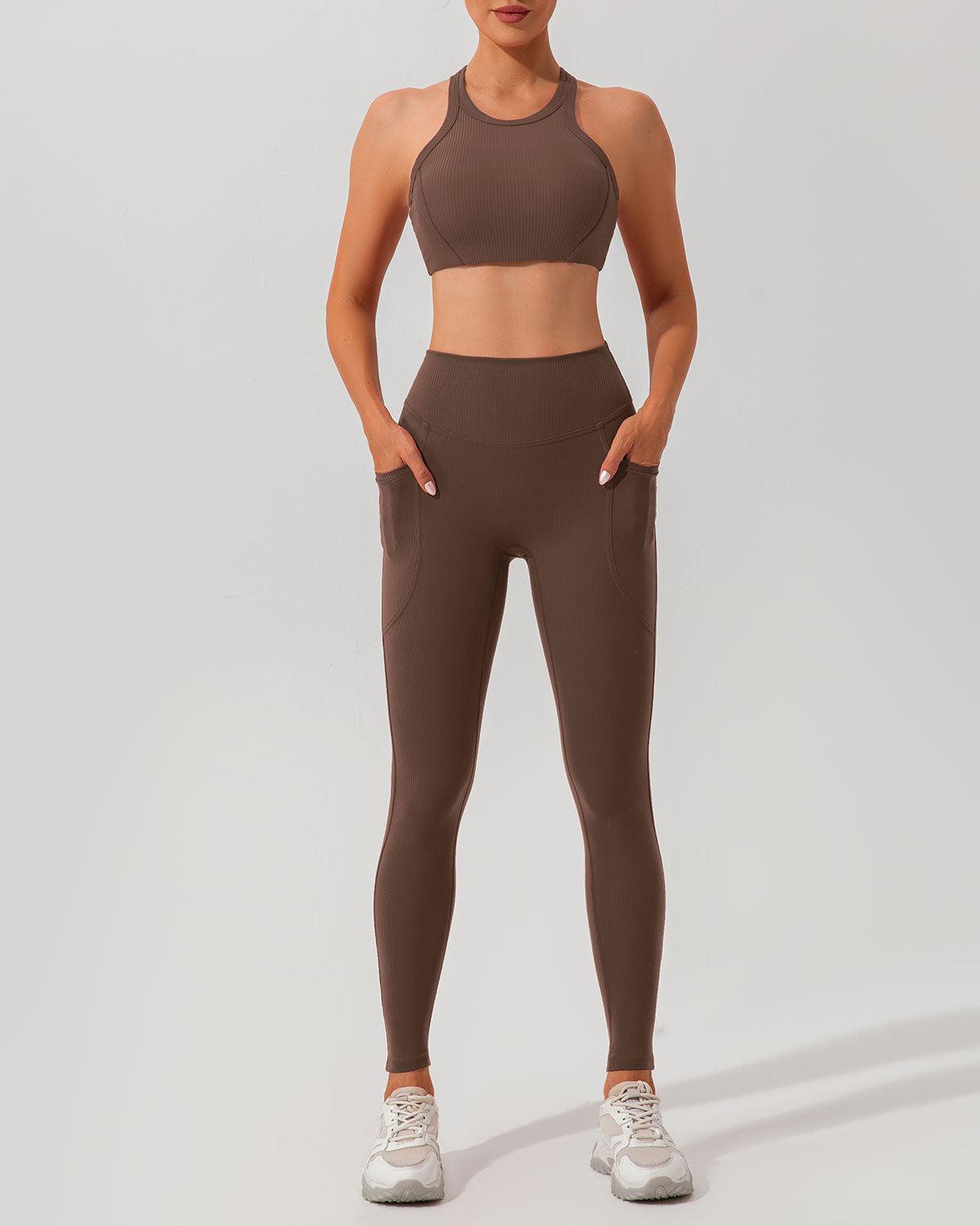 Brown I-back Yoga Tank Top Product Image