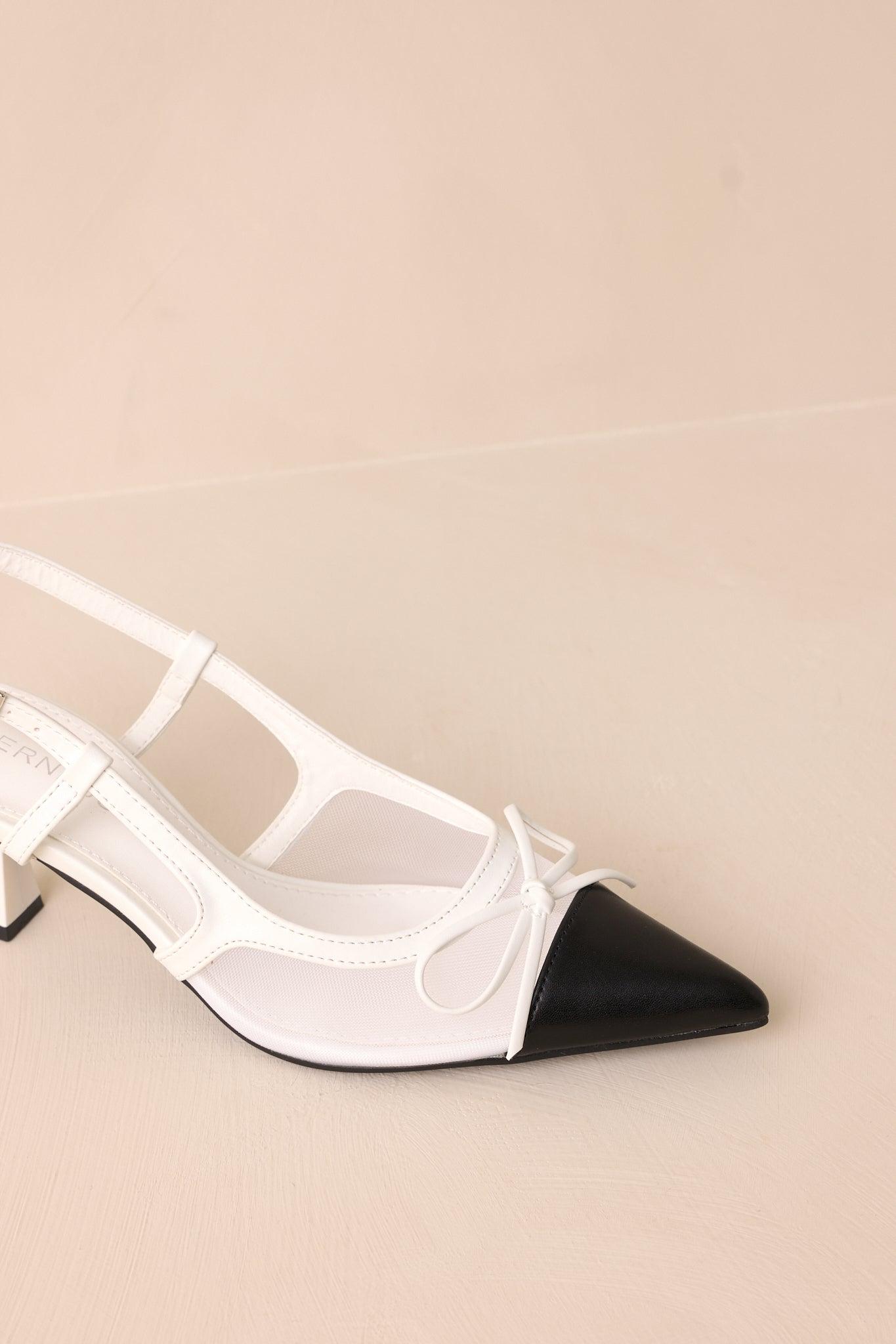 Step Stunner White And Black Kitten Heel Product Image