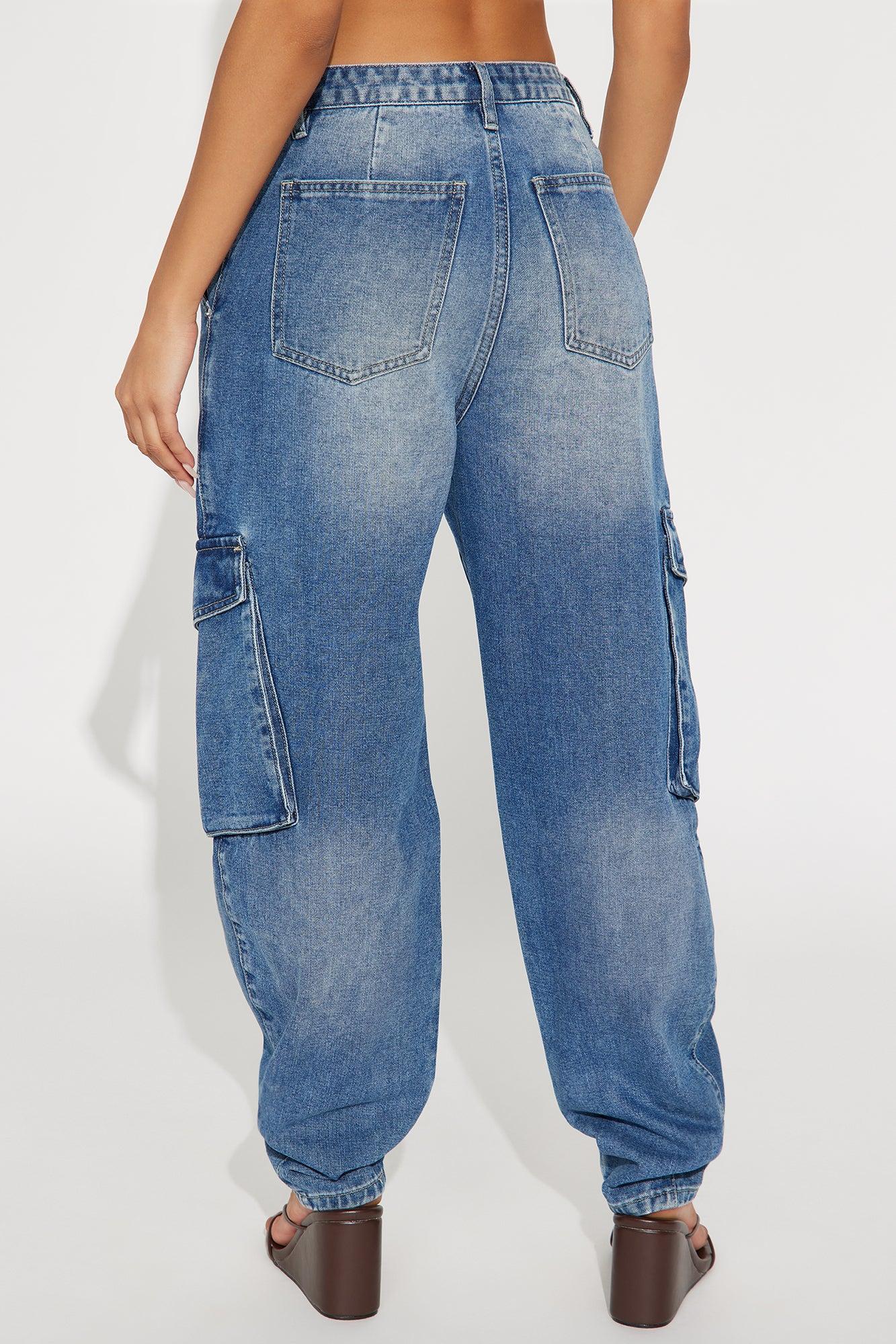Making Moves Cargo Taper Leg Jeans - Dark Wash Female Product Image