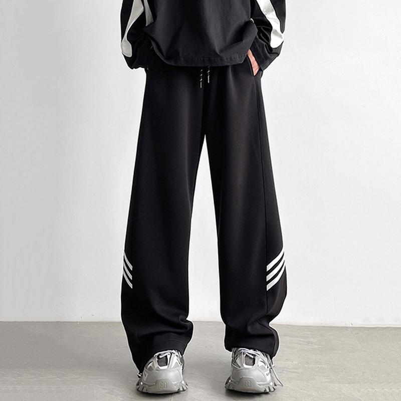 Sopula Trendy Street Hiphop Three-Stripe Wide-Leg Sweat Pants Product Image