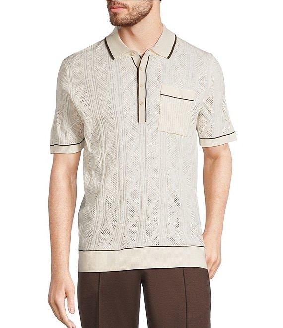 Murano Crocodile World Collection Textured Short Sleeve Tipped Polo Shirt Product Image