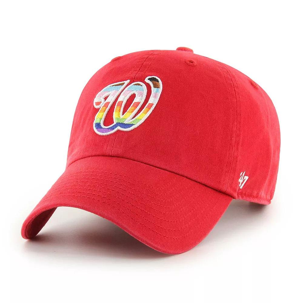 Men's '47  Red Washington Nationals Team Pride Clean Up Adjustable Hat Product Image