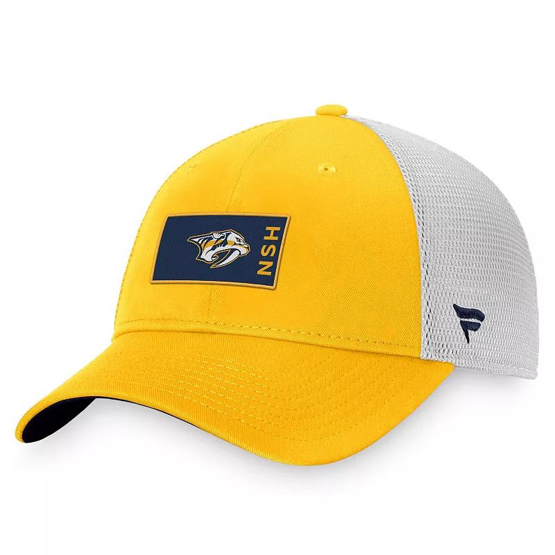 Men's Fanatics Branded Gold/Gray Nashville Predators Authentic Pro Rink Trucker Snapback Hat, Pdt Gold Product Image