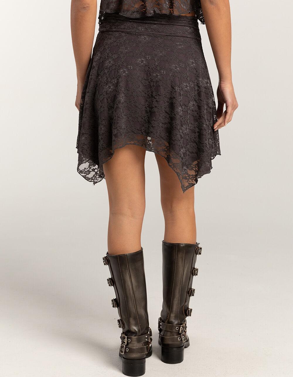 FULL TILT Lace Asymmetrical Hem Womens Mini Skirt - GRAY Product Image